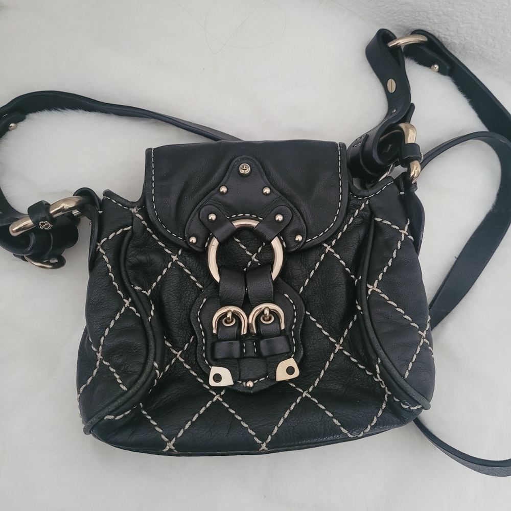 Vintage Juicy Couture Black Quilted Leather Crossbody Bag